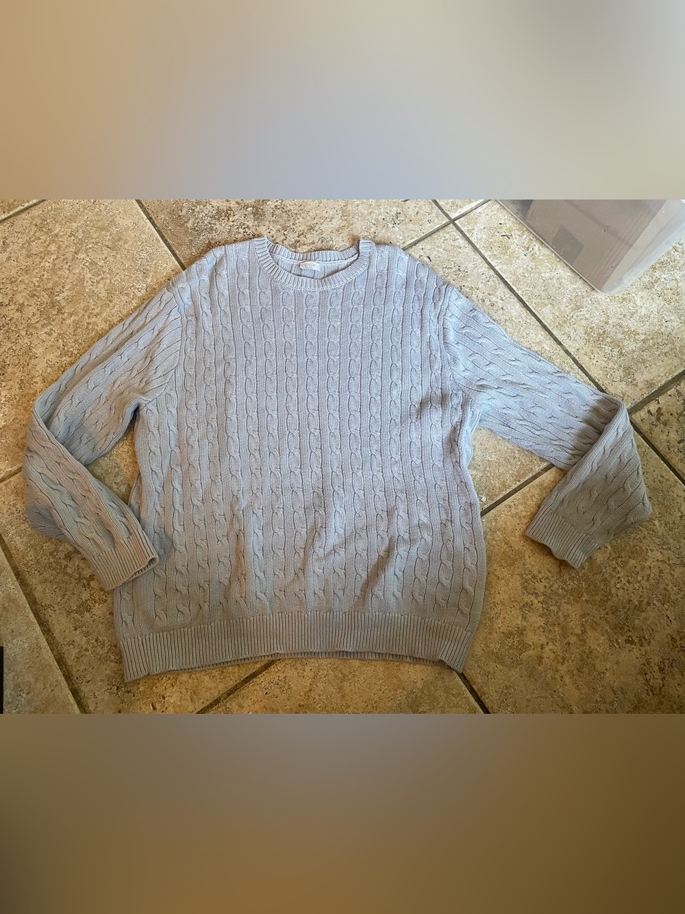 Brandy Melville Light Blue Cable Knit Crewneck Sweater